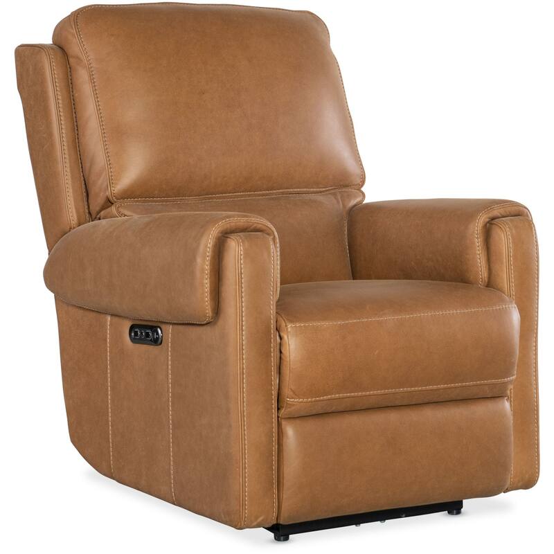 Hooker Furniture SS718-PHZ1 Somers 34" Wide Metal Framed Leather - Denver Coffee
