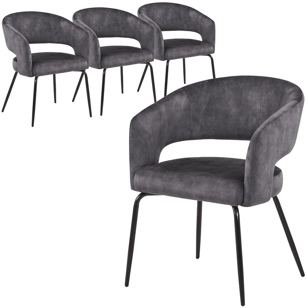 Gavin Modern Leather or Velvet Upholstered Dining Chair with Open Back and Metal Legs for Living Room & Office Spaces (Set of 4)