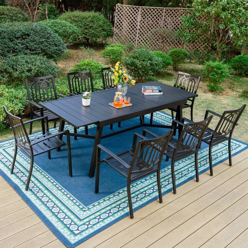 MAISON ARTS 7/9-Piece Outdoor Dining Table Sets with Expandable Rectangular Metal Dining Table & 6/8 Dining Chairs