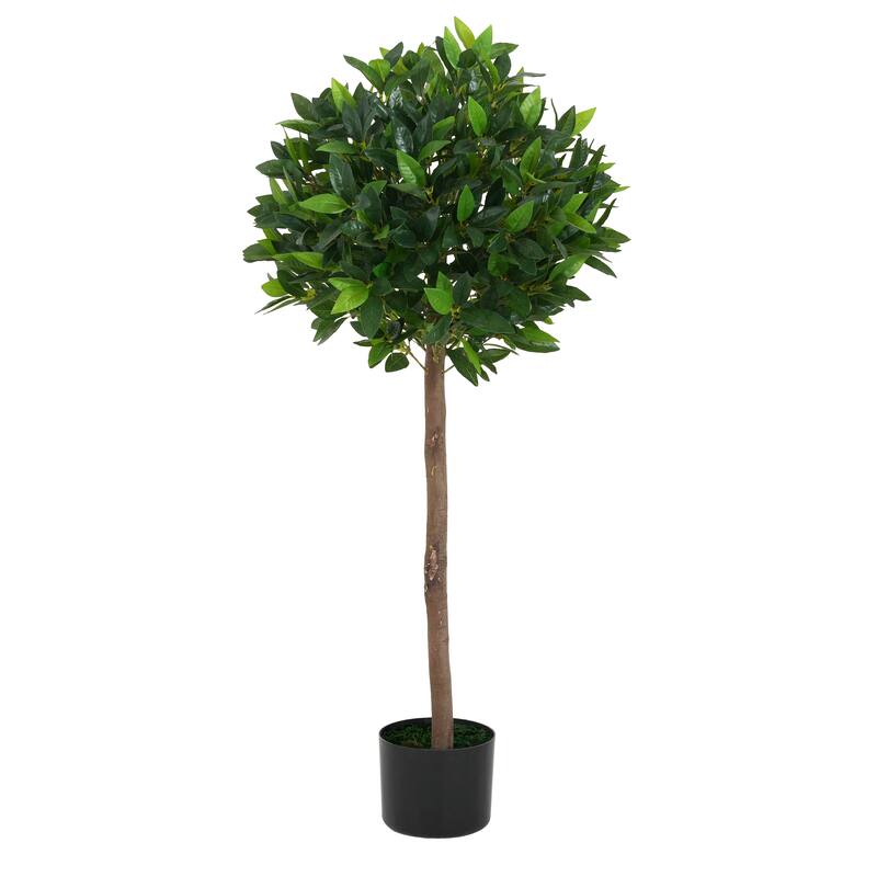 49" Artificial Topiary Bay Tree Ball With Pot, Set of 2