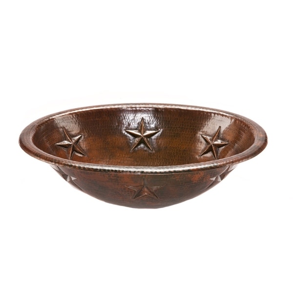 Premier Copper Products LO19RSTDB 19" Oval Star Self Rimming Hammered Copper Sink - Oil Rubbed Bronze