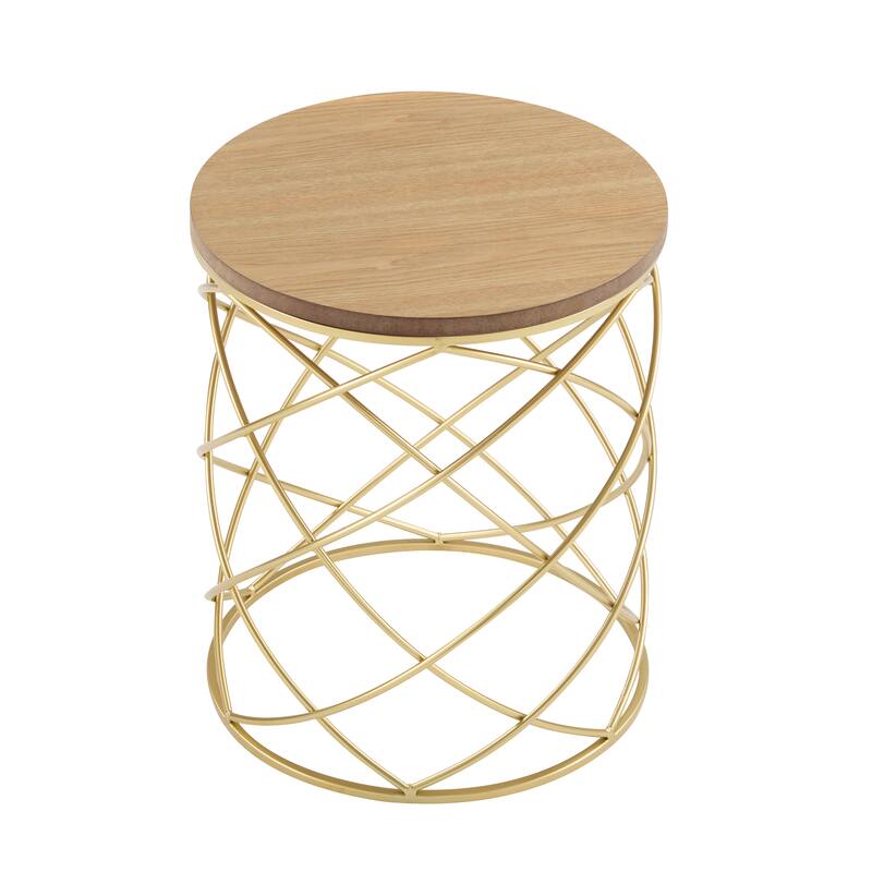 Christopher Knight Home - Elista Modern Golden Side Table with MDF Top and Interlocking Metal Frame