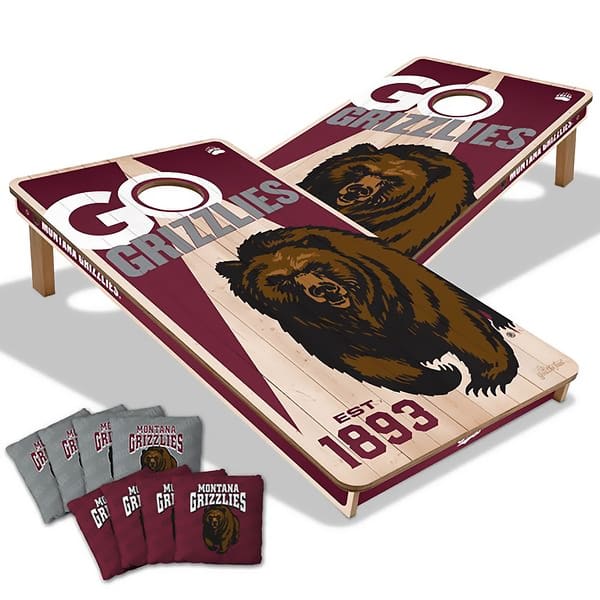 slide 2 of 4, Montana Grizzlies NCAA 2x4 Cornhole Board Set Include Carrying Case