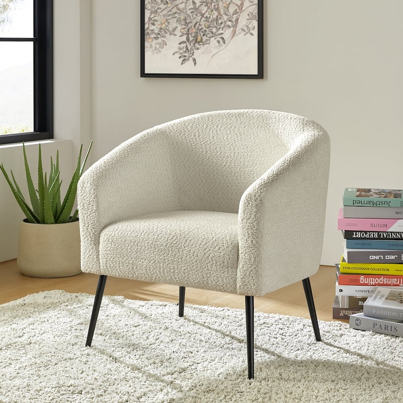 Hal Modern Boucle Armchair with Metal Legs by HULALA HOME - Ivory
