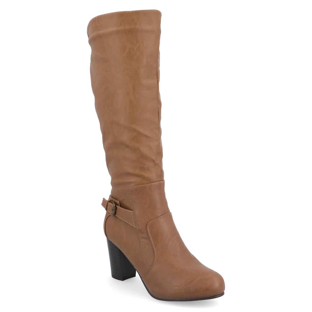 Journee Collection Women's Carver Stacked Heel Knee High Boots