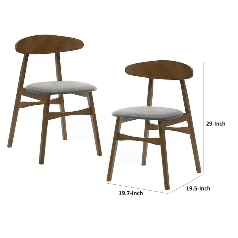 Walnut/Gray Fabric Upholstered Wood Frame Dining Chair, Set of 2, Sturdy Dining Chair for Dining Rooms - 19