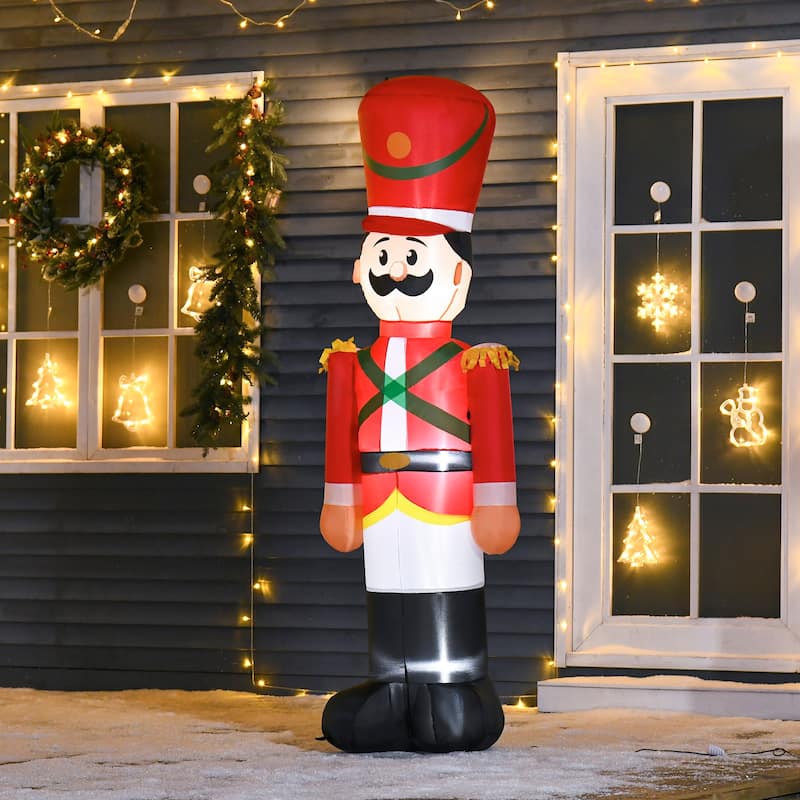 HOMCOM 6f ft. Christmas Inflatable Nutcracker Soldier, Holiday Yard Decoration - Polyester -  Red, White