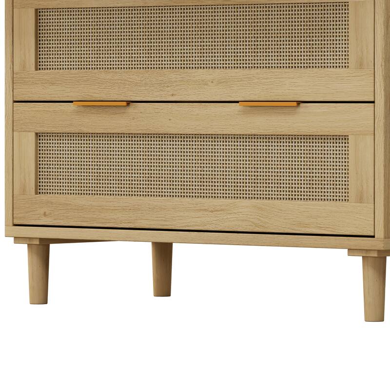 Rattan 3-Drawers Buffet Storage Cabinet (Set of 2)