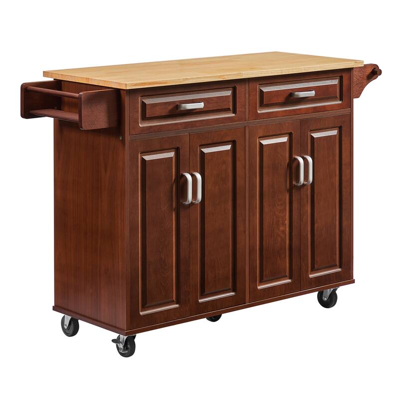 Chichoice 53.8" W Mobile Kitchen Island Cart with Drawers, Rolling Kitchen Island with Storage for Dining Room
