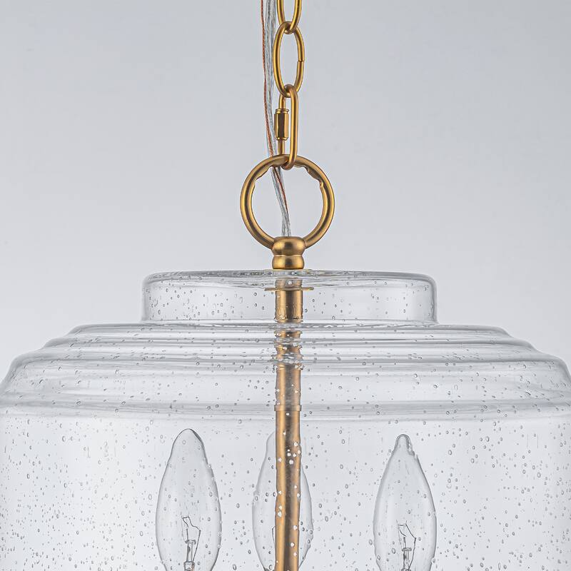 Modern Industrial 3-Light Clear Glass Drum Pendant Light