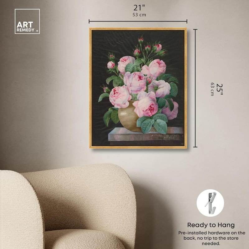 Pink Roses in a Vase Canvas by Art Remedy