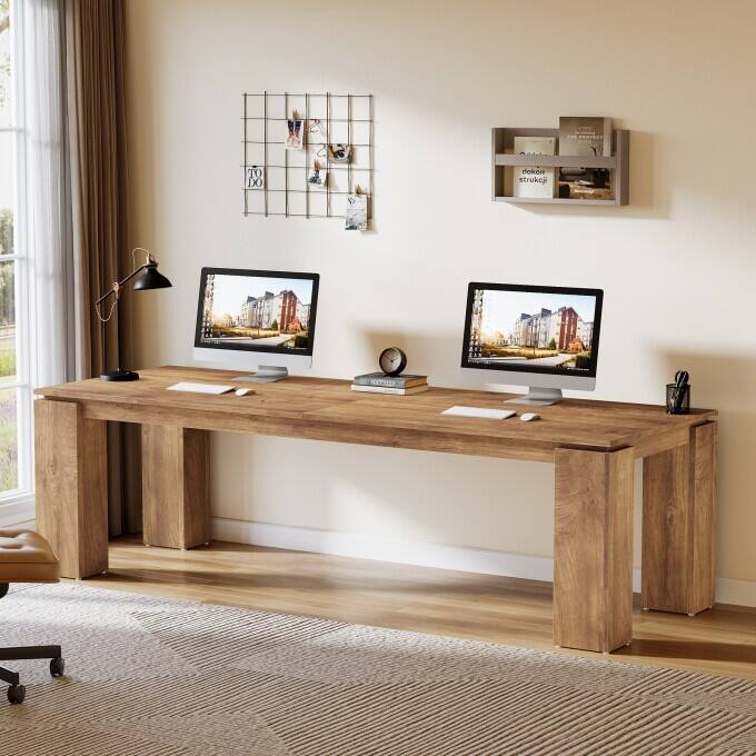 86-Inch Wood Two Person Desk, Modern Double Computer Desk