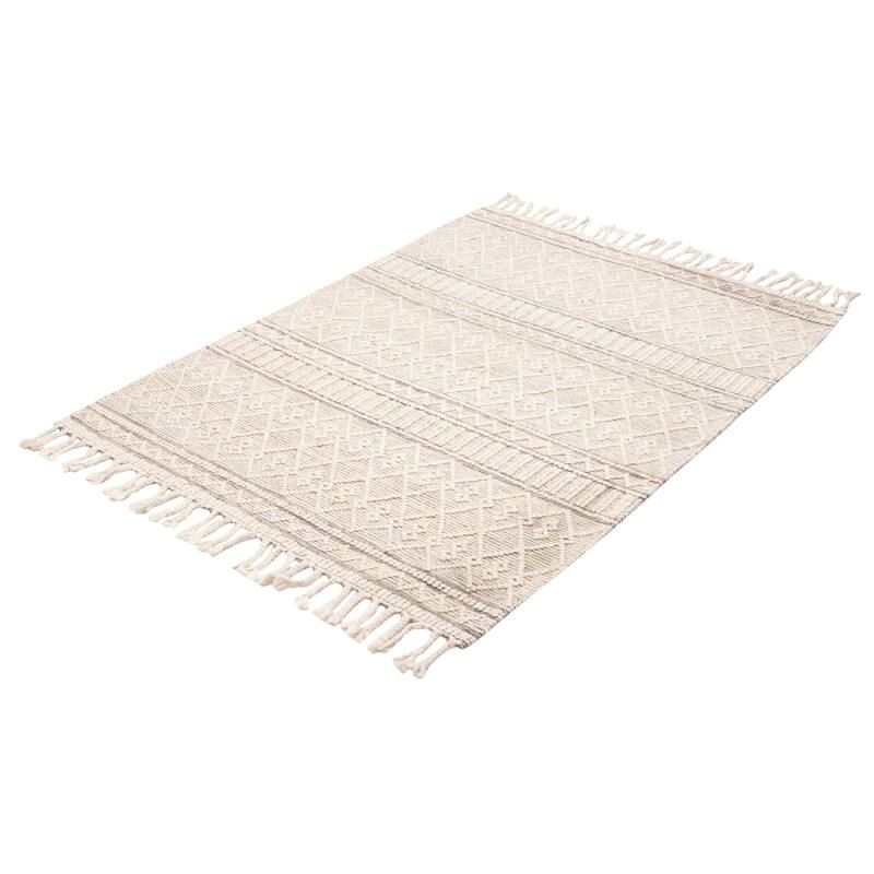ECARPETGALLERY Braid weave Sienna Cream Wool Rug - 5'2 x 7'3