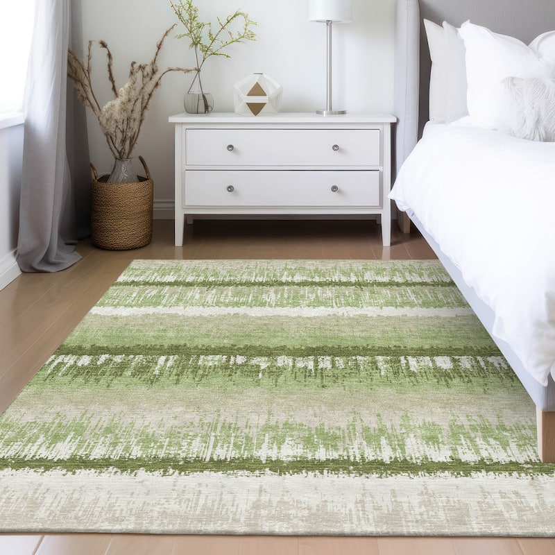 Machine Washable Indoor/ Outdoor Abstract Ombre Chantille Rug