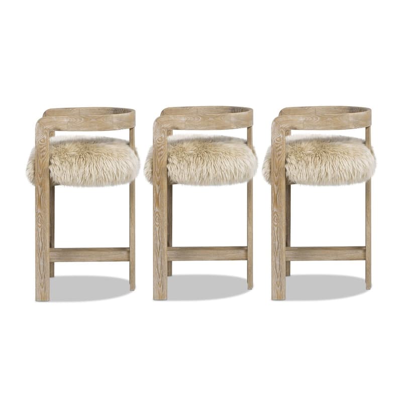 Millwick 26.5" Low Back Ash Wood Counter Height Bar Stool - 21"W X 20"D X 27"H