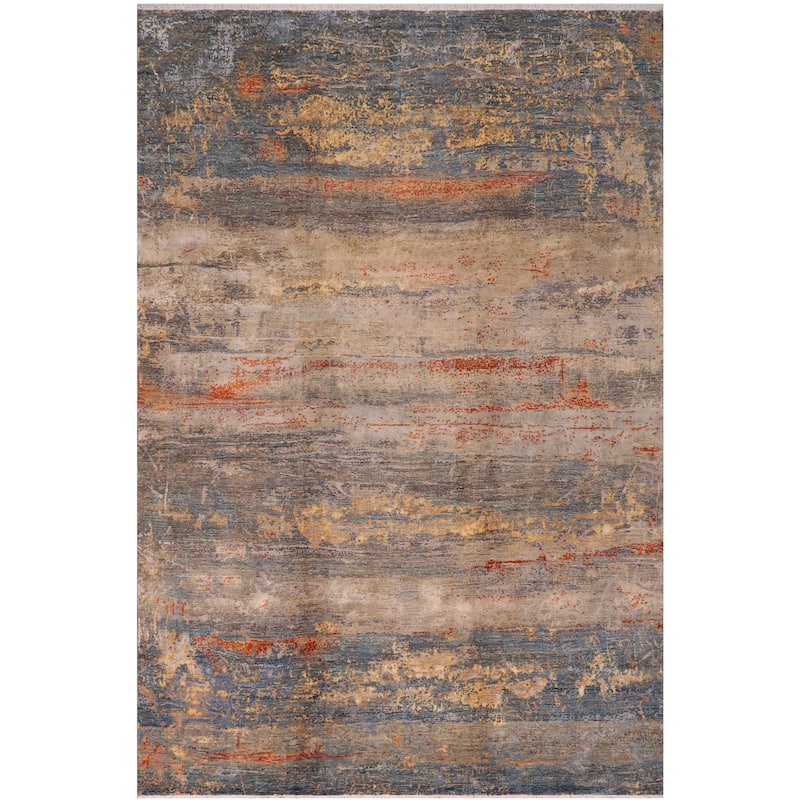 Modern Ziegler Alexis Blue Rust Wool&Silk Rug - 10'1'' x 14'3''