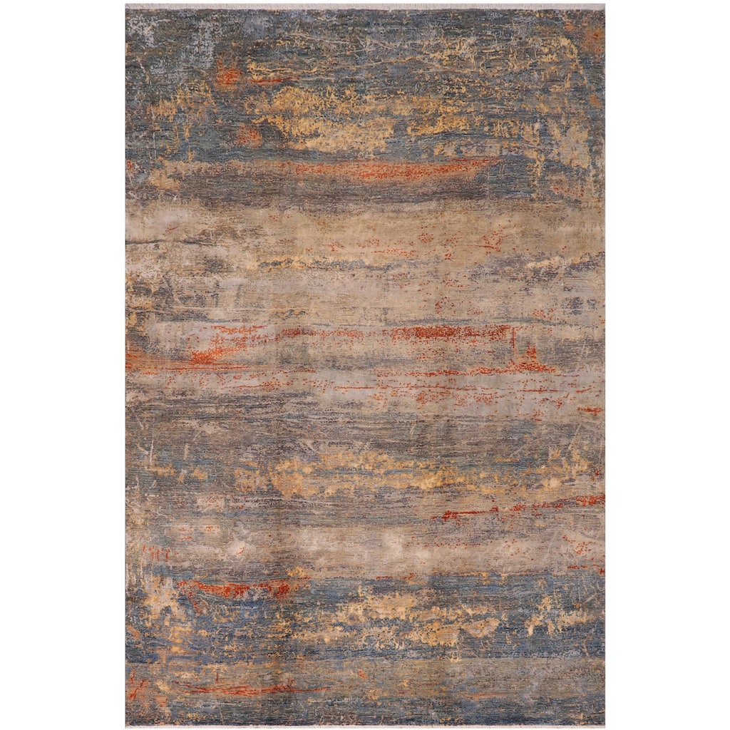 Modern Ziegler Alexis Blue Rust Wool&Silk Rug - 10'1'' x 14'3''