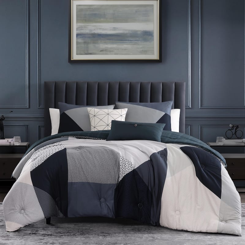 Bebejan Geo Fusion 100% Cotton Sateen 5 Piece Reversible Comforter Set