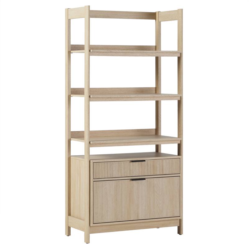Middlebrook Designs 33" Wide Reeded Bookshelf with Drawers