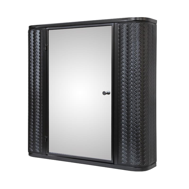 Modern Farmhouse Wall-Mounted Bathroom Cabinet ,Metal Frame Mirror Door with 2 Shelves