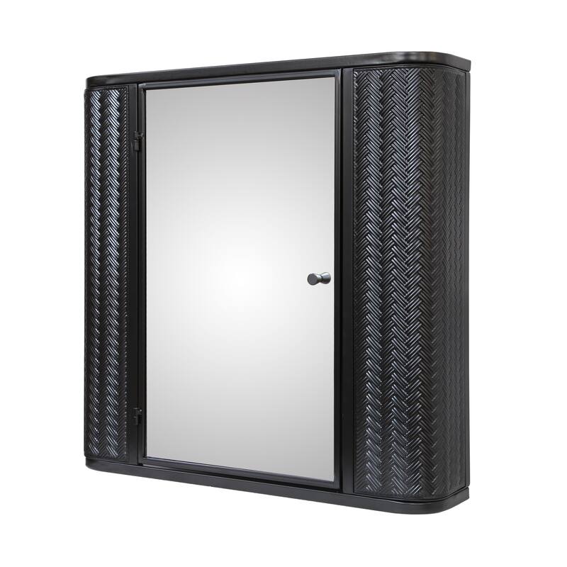 Wall-Mounted Bathroom Cabinet with Mirror, Metal Framed Mirrored Door Medicine Cabinet, 2 Inner Shelves for Storage