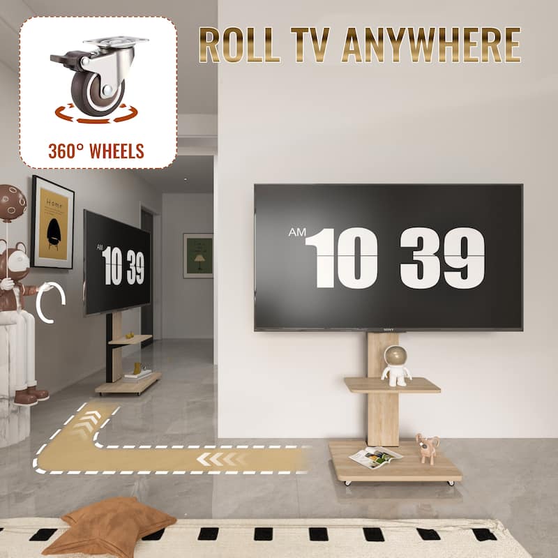 TV Stand Mobile TV Cart with Shelf