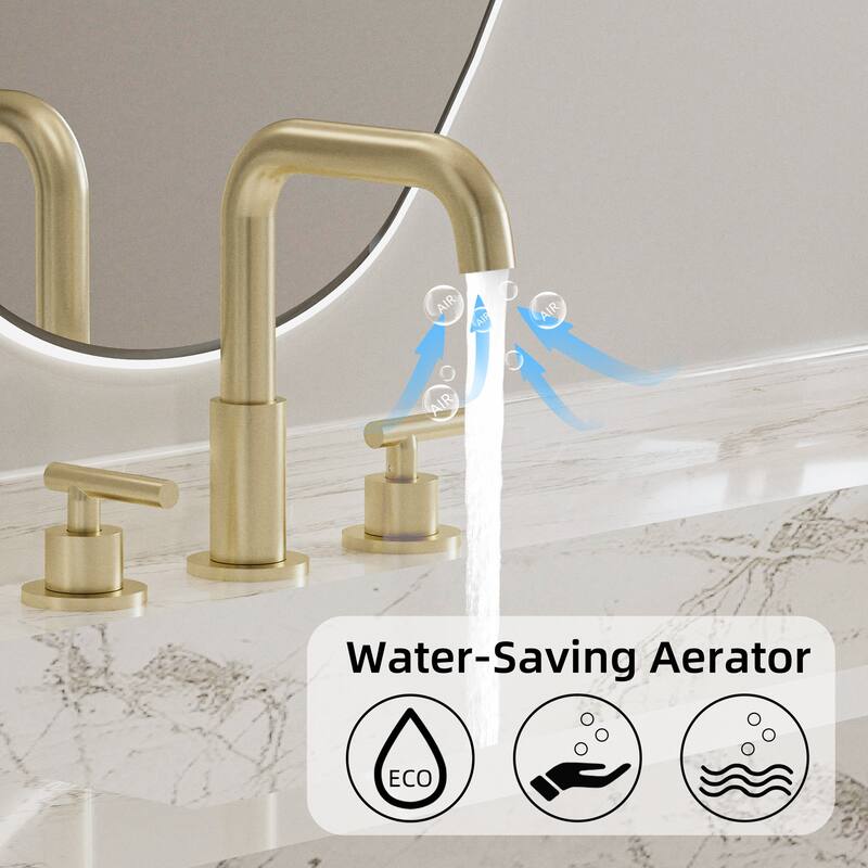 Modland 3-Hole Bathroom Faucet with 360-degree Swivel Spout, CUPC Certified & Leak-Proof, Luxury Brushed Gold