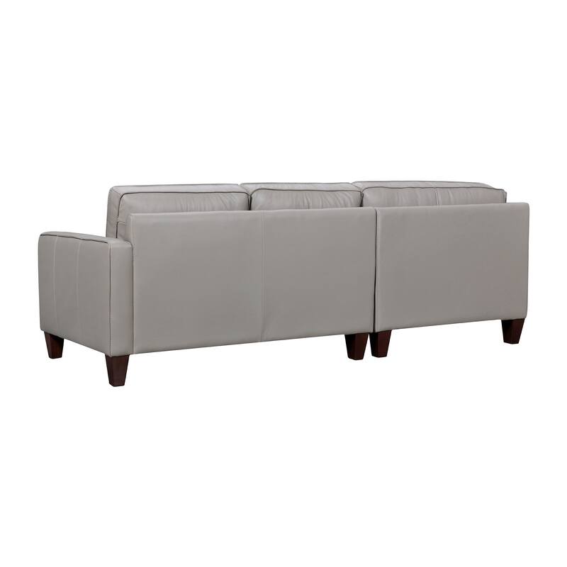 HomeRoots Gray Leather L Shaped Three Piece Corner Sectional