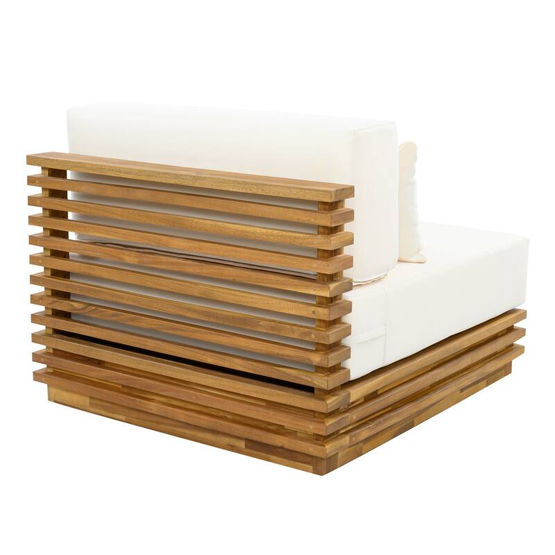 Christopher Knight Home - Outdoor 2-Piece Wood Conversation Set with Cushions and Side Table