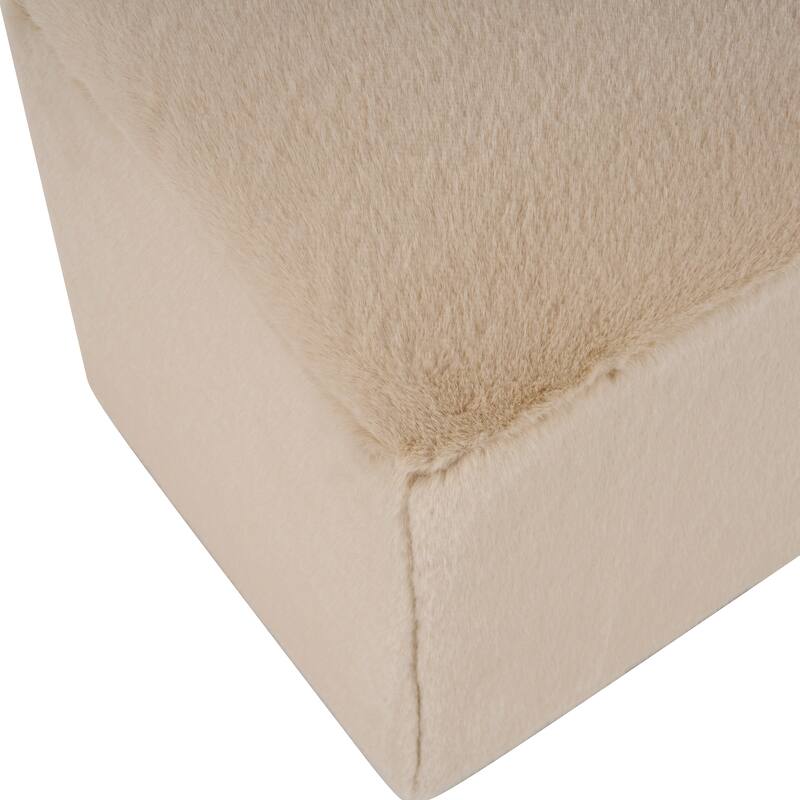 Almond Long Plush Ottoman, Modern Simple Footstool and Seat for Home Use