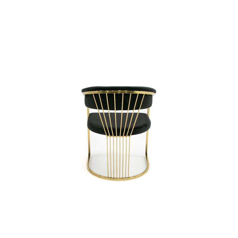 Modrest Linda Modern Black Velvet and Gold Dining Chair