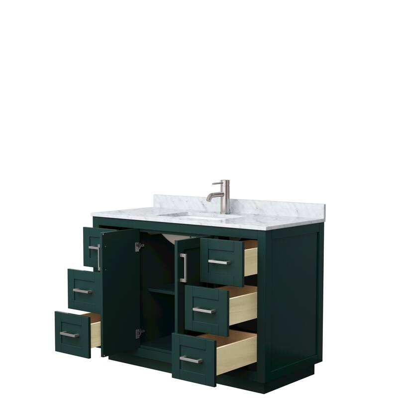 Miranda Single Vanity Set, White Carrara Marble Top, No Mirror