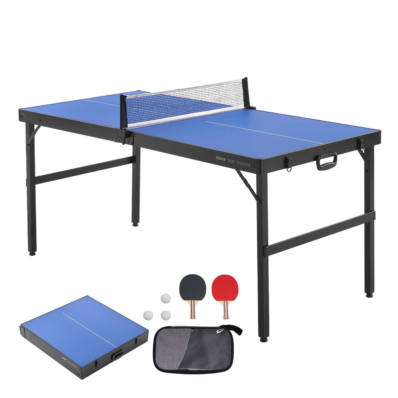 Sudzendf Blue Foldable Table Tennis Tables with 2-Paddles