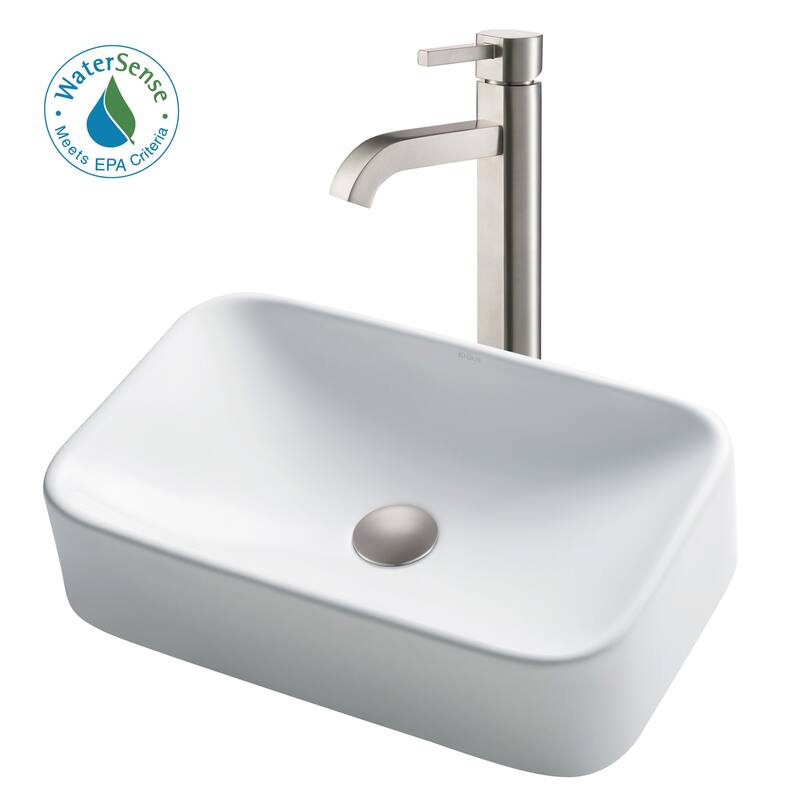 Kraus Bathroom Combo - 19-1/4" Ceramic Vessel Bathroom Sink With