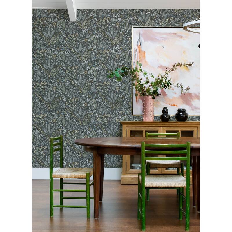 A-Street Prints Briar Grey Floral Wallpaper