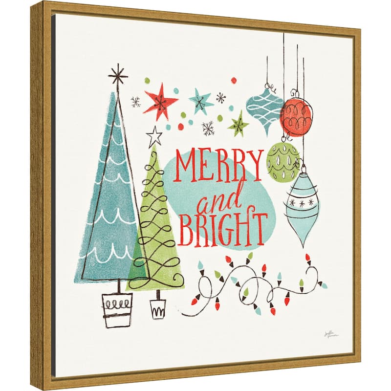 Merry and Bright Christmas Tree by Janelle Penner Framed Canvas Art