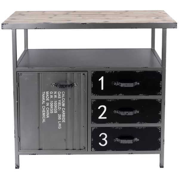slide 2 of 5, Gray Metal Industrial Cabinet with Numbers and Text Gray