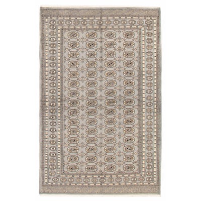 Finest Peshawar Bokhara Grey Rug 5'1" x 7'10" - 5'1 x 7'10
