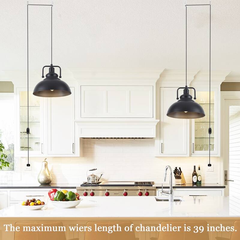 1 - Light Modern Industrial Plug-In Pendant Light with Metal Dome Lampshade