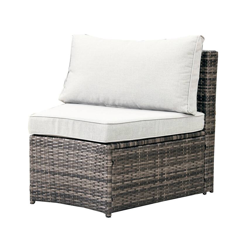 8-Seat Modular Patio PE Rattan Sofa Set with 50000BTU Terrafab Composite Fire Pit Table
