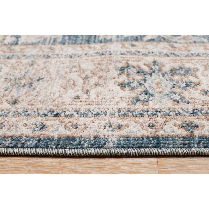 Terra by Obeetee Heirloom Antique Floral Navy Rug