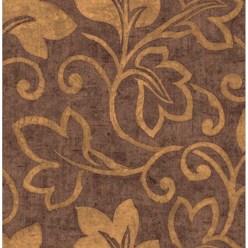 Seabrook Designs Ferne Leaf Scroll Unpasted Wallpaper