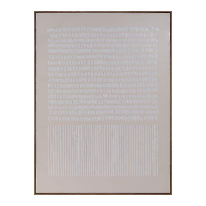 Canvas Wall Art Framed Decorative Textured Dots Lines - 48" Ivory