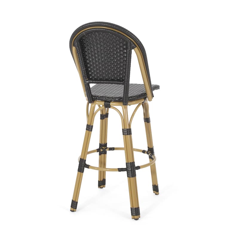 Shelton Wicker and Aluminum Outdoor 29.5 Inch Barstools by Christopher Knight Home -Set of 2