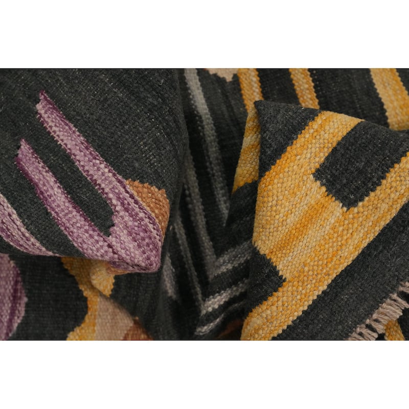 Hand Woven Oriental 100% Wool Carpet Southwestern Tribal Purples Kilim Area Rug - 8' 1'' X 6' 0''