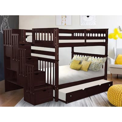 Taylor & Olive Trillium Full over Full Stairway Bunk Bed, Full Trundle