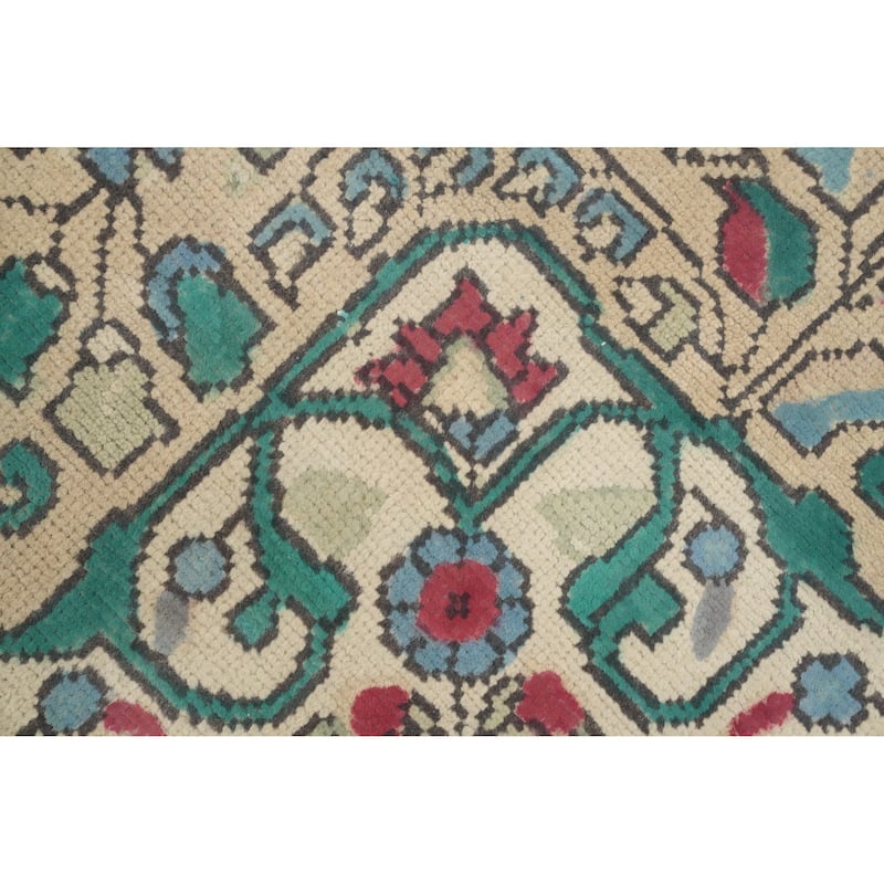 Hand Knotted Oriental 100% Wool Carpet Traditional Floral Beige & Ivories Tabriz Area Rug - 10' 9'' X 8' 0''