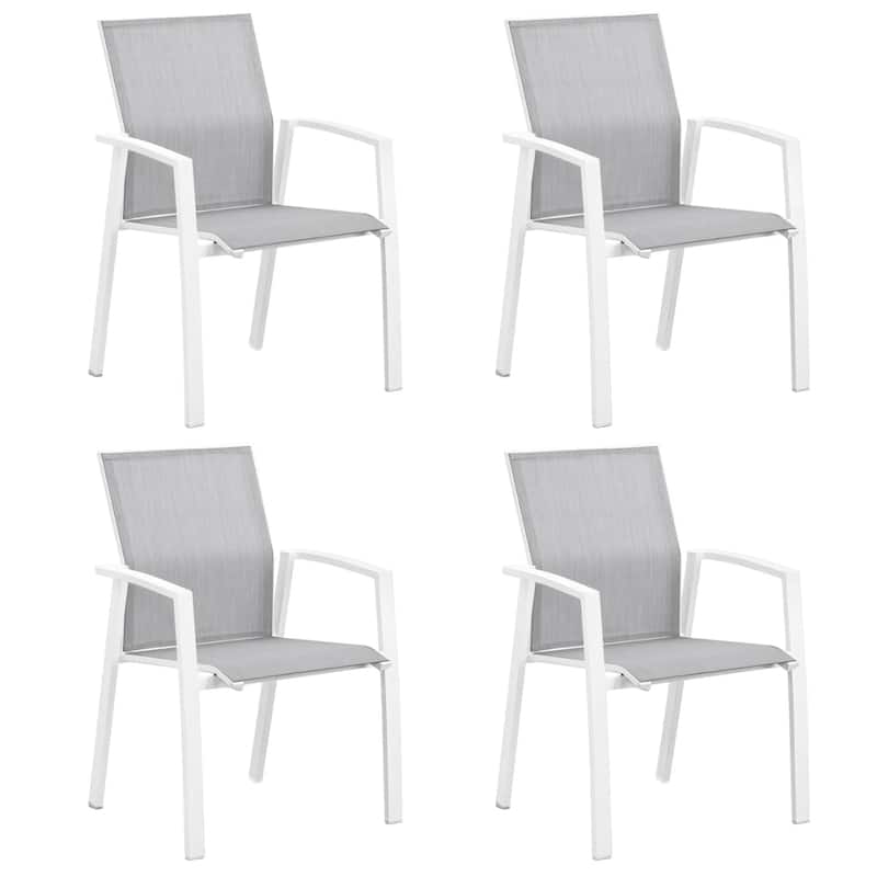 Set of 4 Aluminum Patio Dining Chairs, 22.44" Stackable Gray Chairs