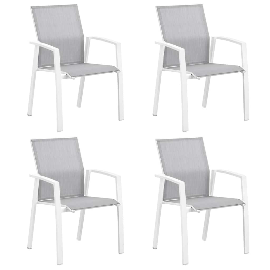 Set of 4 Aluminum Patio Dining Chairs, 22.44" Stackable Gray Chairs