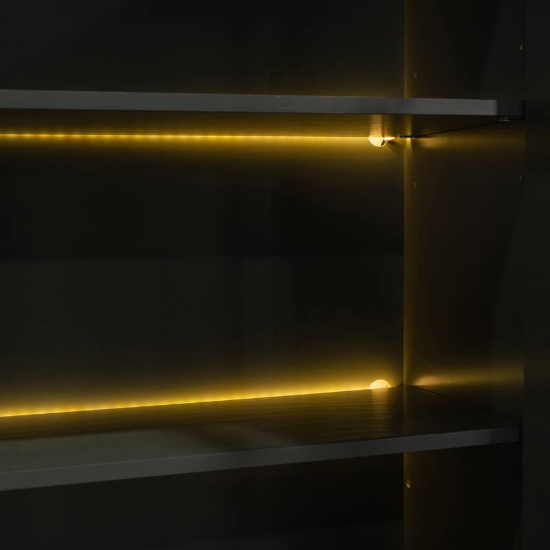 Space-Saving Full Size Murphy Bed with Sofa, Shelves, USB & Light in Gray